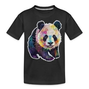 BABY PANDA AQUARELL - Kinder Premium Bio T-Shirt - Schwarz - Vorne
