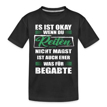 Spruch reiten Mann & Frau & Kinder - Kinder Premium Bio T-Shirt - Schwarz - Vorne