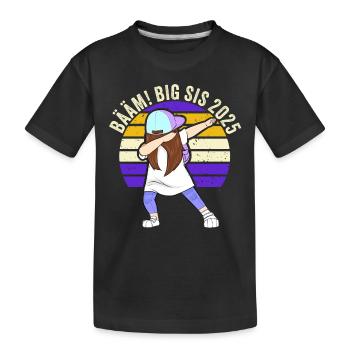 Werdende Schwester Geschenk Ankündigung Schwanger - Kinder Premium Bio T-Shirt - Schwarz - Vorne