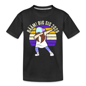 Werdende Schwester Geschenk Ankündigung Schwanger - Kinder Premium Bio T-Shirt - Schwarz - Vorne