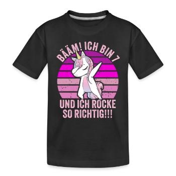 7 Jahre Junge Geschenk 7. Geburtstag Sieben - Kinder Premium Bio T-Shirt - Schwarz - Vorne
