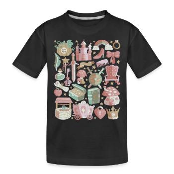 Märchen Doodles Fantasy Magie Märchenbuch - Kinder Premium Bio T-Shirt - Schwarz - Vorne