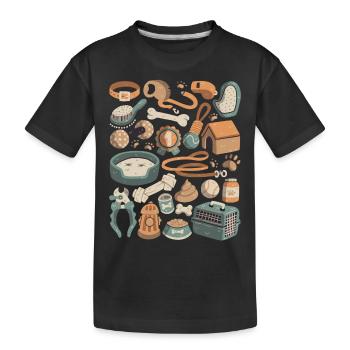 Dog Grooming Doodles Dog Pet Leash Food - Kids' Premium Organic T-Shirt - black - Front