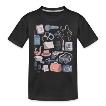 Détective Doodle Trace Evidence Affaire de détective - T-shirt bio Premium Enfant - noir - Devant