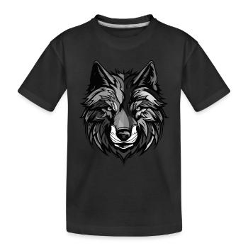 Wolf Portrait - Kinder Premium Bio T-Shirt - Schwarz - Vorne