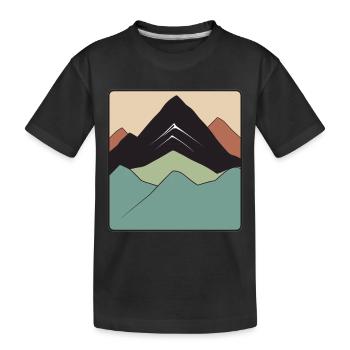 Logo - Landschaft mit Berg in Erdtönen - Kinder Premium Bio T-Shirt - Schwarz - Vorne