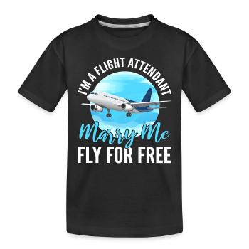 Ich bin eine Flugbegleiterin Heirate mich und - Kinder Premium Bio T-Shirt - Schwarz - Vorne