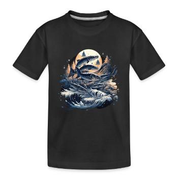Poisson Poisson Brochet Carpe Pêcheur Poisson Pêche - T-shirt bio Premium Enfant - noir - Devant