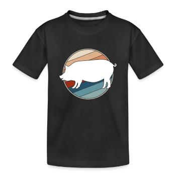 Cochon Rétro - T-shirt bio Premium Enfant - noir - Devant