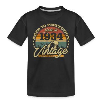 Vintage Geschenk 1934, 89/90 Jahre - Kinder Premium Bio T-Shirt - Schwarz - Vorne