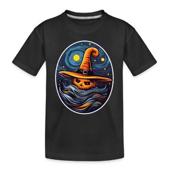 Kürbis Halloween Malerei - Kinder Premium Bio T-Shirt - Schwarz - Vorne