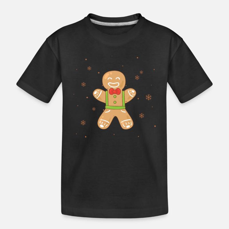 Gingerbread Man cuisant de drôles de biscuits de Noël - T-shirt bio Premium Enfant - noir