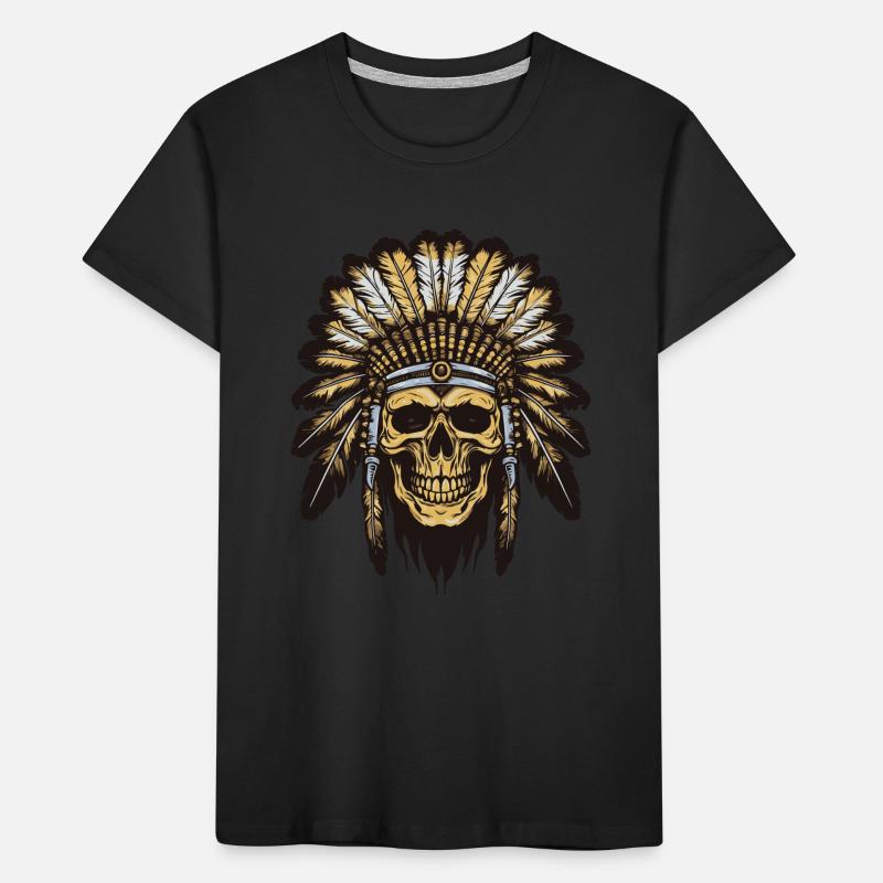 Crâne de chef indien Apache T-shirt bio Premium Enfant