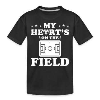 Fußball Mama Mein Herz Ist Auf Dem Spielfeld - Kinder Premium Bio T-Shirt - Schwarz - Vorne