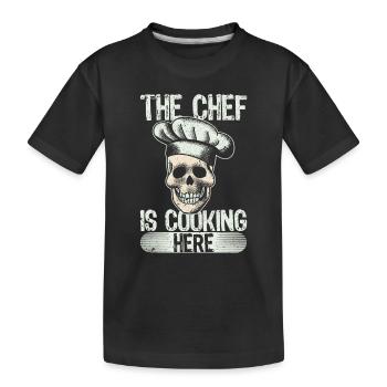 Der Koch kocht hier Lustiger Koch Kulinarische - Kinder Premium Bio T-Shirt - Schwarz - Vorne