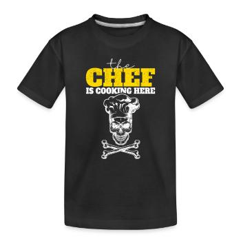 Der Koch kocht hier Lustiger Koch Kulinarische - Kinder Premium Bio T-Shirt - Schwarz - Vorne
