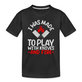 On m’a fait utiliser des couteaux et du feu - T-shirt bio Premium Enfant - noir - Devant