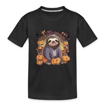 Paresseux Halloween Paresseux Paresseux Citrouille paresseuse - T-shirt bio Premium Enfant - noir - Devant