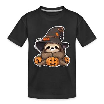 Paresseux Halloween Paresseux Paresseux Citrouille paresseuse - T-shirt bio Premium Enfant - noir - Devant