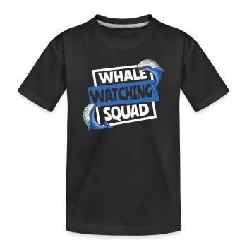 Walbeobachtungsgruppe Blauer Beluga Cetacea Wal - Kinder Premium Bio T-Shirt - Schwarz - Vorne