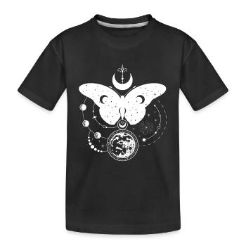 Mystischer Astro-Schmetterling mit Mondphasen - Kinder Premium Bio T-Shirt - Schwarz - Vorne