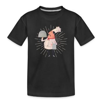 Kochschürze Mütze Koch Foodie Liebhaber Kochen - Kinder Premium Bio T-Shirt - Schwarz - Vorne