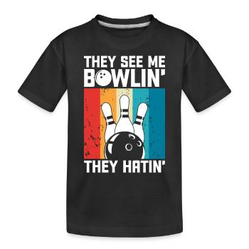 Bowling - Kinder Premium Bio T-Shirt - Schwarz - Vorne