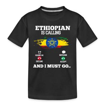 Ethiopia - Kids' Premium Organic T-Shirt - black - Front
