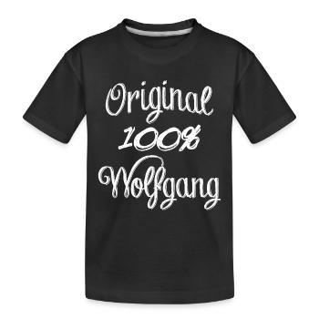 Original 100% Wolfgang - Kinder Premium Bio T-Shirt - Schwarz - Vorne