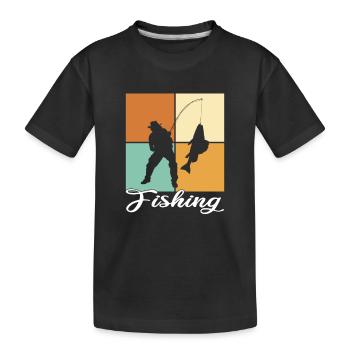 Angeln - Kinder Premium Bio T-Shirt - Schwarz - Vorne