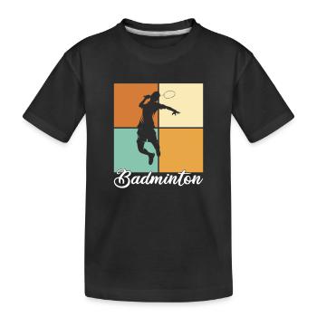Badminton - Kinder Premium Bio T-Shirt - Schwarz - Vorne