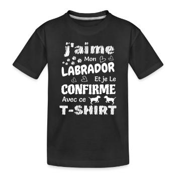 J'aime mon labrador et je le confirme - T-shirt bio Premium Enfant - noir - Devant