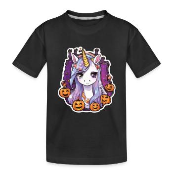 Licorne Halloween Licornes Licorne Helloween - T-shirt bio Premium Enfant - noir - Devant