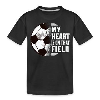Mein Herz Ist Auf Diesem Feldfußball Mutter Outfit - Kinder Premium Bio T-Shirt - Schwarz - Vorne