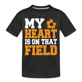 Mein Herz Ist Auf Diesem Feldfußball Mutter Outfit - Kinder Premium Bio T-Shirt - Schwarz - Vorne