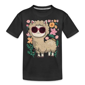 Lunettes de soleil fraîches Floral Alpaga Cadeau Lama - T-shirt bio Premium Enfant - noir - Devant