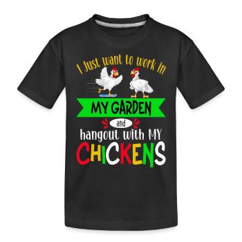 Jardinage Poulets Fermier Poulets Amoureux Jardin - T-shirt bio Premium Enfant - noir - Devant