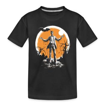 Zombie squelette avec les bras tendus devant la lune - T-shirt bio Premium Enfant - noir - Devant