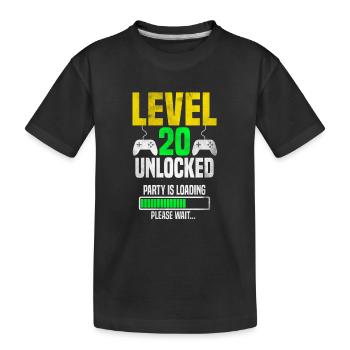 Niveau 20 déverrouillé – La fête se charge - T-shirt bio Premium Enfant - noir - Devant
