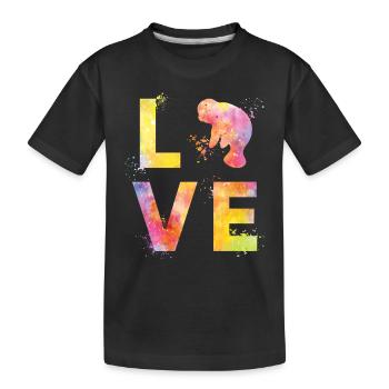 Manatee love - Kids' Premium Organic T-Shirt - black - Front