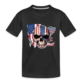 Skulls Skull America Flag Skull Bone - Kids' Premium Organic T-Shirt - black - Front