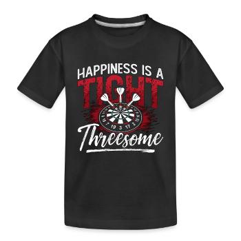 Darts Happiness Is A Tight Threesome Dart Playing - Kids' Premium Organic T-Shirt - black - Front