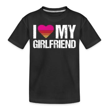 Ich liebe meine Freundin Herz, meine Freundin Vintage - Kinder Premium Bio T-Shirt - Schwarz - Vorne