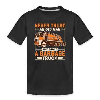 Müllwagen Recycling Müllwagenfahrer - Kinder Premium Bio T-Shirt - Schwarz - Vorne