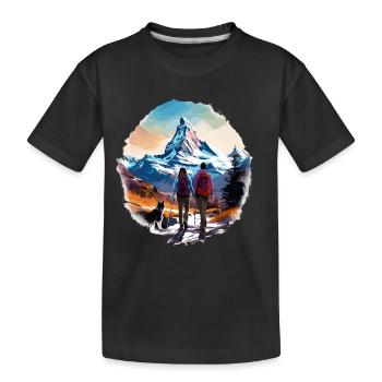 Zermatt, Matterhorn, Cervin montagne, randonneur - T-shirt bio Premium Enfant - noir - Devant