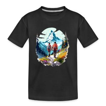 Zermatt, Matterhorn, Cervin montagne, randonneur - T-shirt bio Premium Enfant - noir - Devant