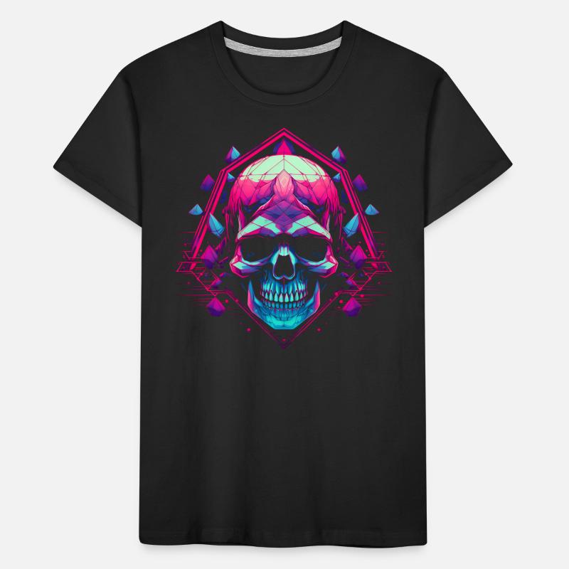 Polygone Synthwave Vaporwave Skull T-shirt bio Premium Enfant