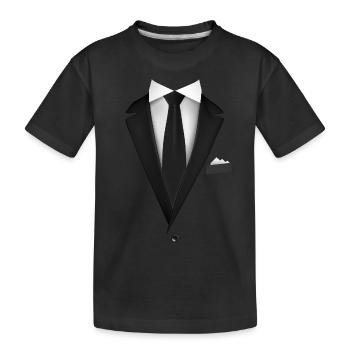 Smoking mit Krawatte für Hochzeiten und besondere - Kinder Premium Bio T-Shirt - Schwarz - Vorne