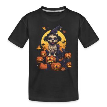 Halloween Hunde Spaß Trick or Treat Spukige Hunde - Kinder Premium Bio T-Shirt - Schwarz - Vorne