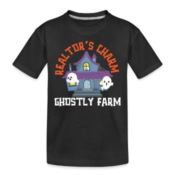 Makler Charme Geisterfarm Makler Halloween - Kinder Premium Bio T-Shirt - Schwarz - Vorne